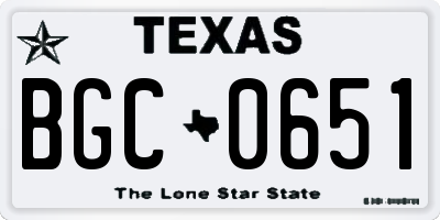 TX license plate BGC0651
