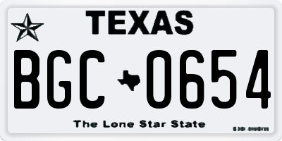 TX license plate BGC0654