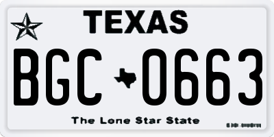 TX license plate BGC0663