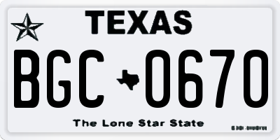 TX license plate BGC0670