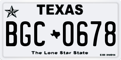 TX license plate BGC0678