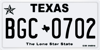 TX license plate BGC0702