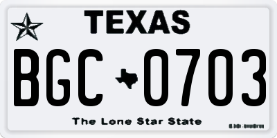 TX license plate BGC0703