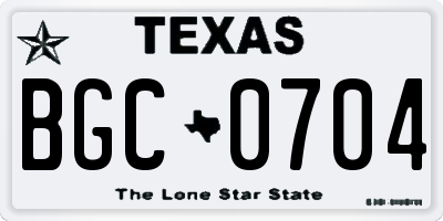TX license plate BGC0704