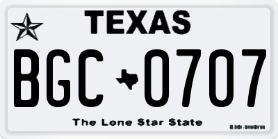 TX license plate BGC0707