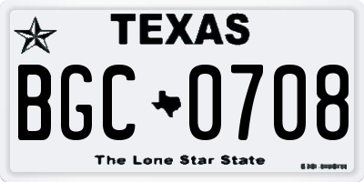 TX license plate BGC0708