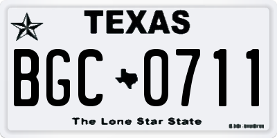 TX license plate BGC0711