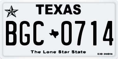 TX license plate BGC0714