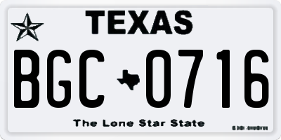 TX license plate BGC0716