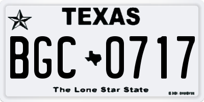 TX license plate BGC0717