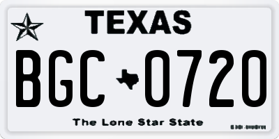 TX license plate BGC0720