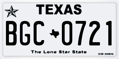 TX license plate BGC0721