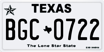 TX license plate BGC0722