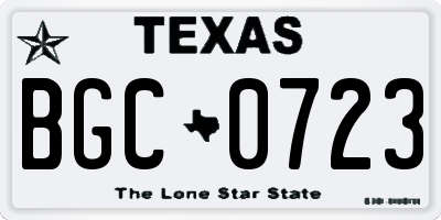 TX license plate BGC0723