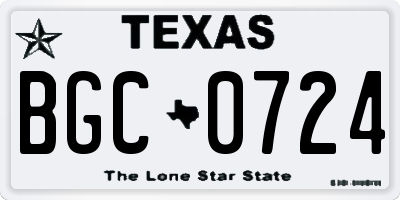 TX license plate BGC0724