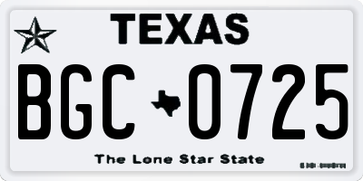 TX license plate BGC0725