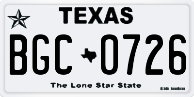 TX license plate BGC0726