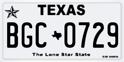 TX license plate BGC0729