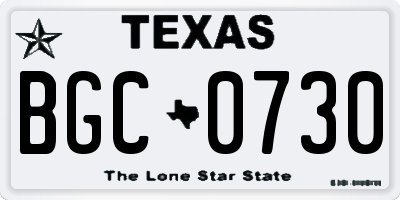 TX license plate BGC0730