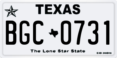 TX license plate BGC0731