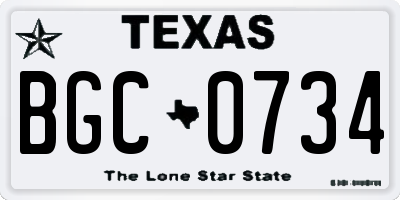 TX license plate BGC0734