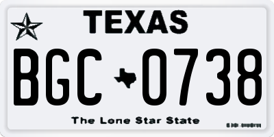 TX license plate BGC0738