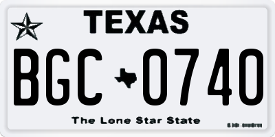 TX license plate BGC0740