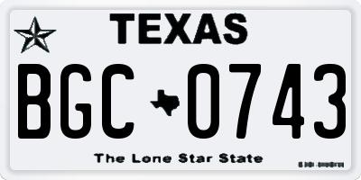TX license plate BGC0743