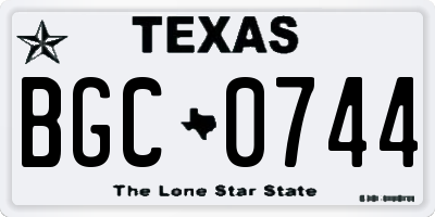 TX license plate BGC0744