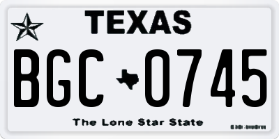 TX license plate BGC0745