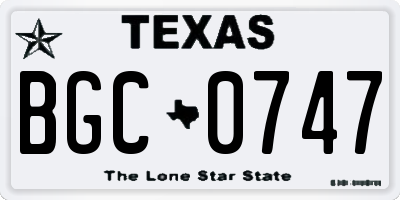 TX license plate BGC0747