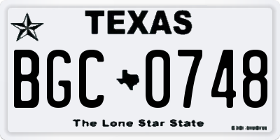 TX license plate BGC0748