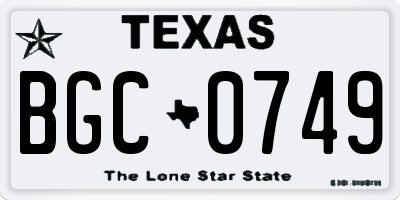 TX license plate BGC0749