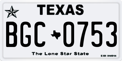 TX license plate BGC0753