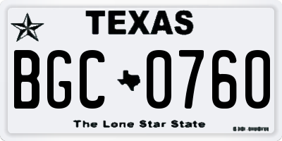TX license plate BGC0760