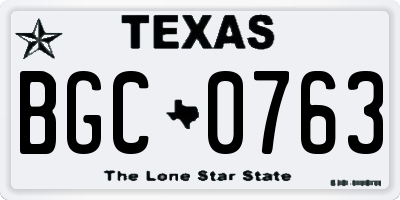 TX license plate BGC0763