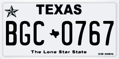 TX license plate BGC0767