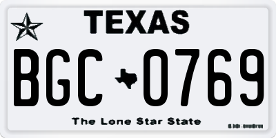 TX license plate BGC0769