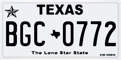 TX license plate BGC0772
