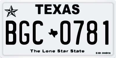 TX license plate BGC0781