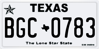 TX license plate BGC0783