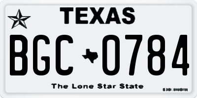 TX license plate BGC0784