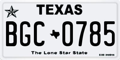 TX license plate BGC0785