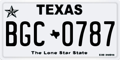 TX license plate BGC0787