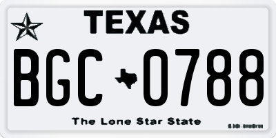 TX license plate BGC0788