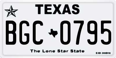 TX license plate BGC0795