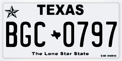 TX license plate BGC0797