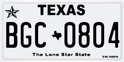TX license plate BGC0804
