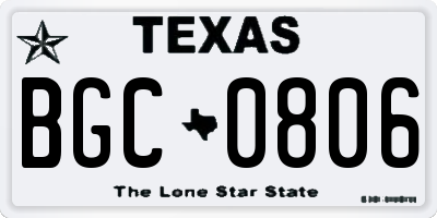 TX license plate BGC0806