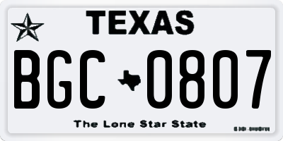 TX license plate BGC0807